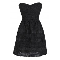 Dolled Up Textured Strapless Dress in Black 